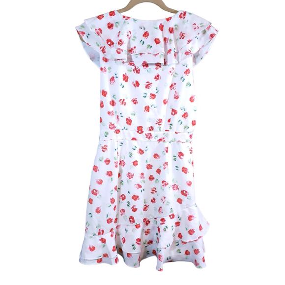 Saylor Cassandra Ruffled Floral Sleeveless Mini Wrap Dress Women's L - Picture 5 of 7